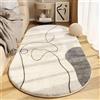 BESTORI Ovale Tappeto Salotto, Antiscivolo, Soffice, Tappeti a Pelo Corto Shaggy, Design Geometrico Tappeto Decorativi Morbido per la Camera Interni, Stile 2, 70x160 cm