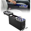 VEVOR Vano Organizer per Auto SUV tra Sedile Console Centrale con Luce Cassetta Portaoggetti Portabicchiere Supporto per Telefono, Luci Ambientali, Ricarica USB/Type-C/Accendisigari, Minivan, SUV