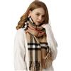 KARMA.DIEM Sciarpa Premium Cashmere Merino Touch - Lussuosamente morbida e calda - Quadretti marroni - Stola Pashmina unisex 180x65 cm per donna e uomo