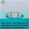 ANU JEWEL AnuJewel 1.5ct Princess Cut D Color Moissanite Three Stone anello di fidanzamento anelli in argento 925 per gioielli da donna all'ingrosso