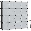 SONGMICS Scaffale Modulare, Armadio Modulare a 16 Cubi, Scaffale in Plastica con Ante, per Sneakers, Abbigliamento, Libri, Facile da Montare, Bianco/Grigio e Bianco/Nero e Bianco