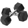 Set di manubri Homcom da 4 kg con barra di collegamento in metallo e set di pesi a testa esagonale da 8 kg totale per l'allenamento
