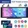 ESSGOO Autoradio universale portatile da 10,26 pollici HD IPS Schermo touch Airplay Navigazione GPS WIFI Apple CarPlay Android Auto Lettore video multimediale Mirror Link Bluetooth Controllo vocale