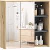 HOMCOM Armadietto da bagno con specchio, mobiletto WC a parete con 3 ripiani aperti, 2 ante a specchio, 60x20x60 cm, colore naturale