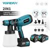 Yofidra Pistola a spruzzo elettrica YOFIDRA 1000ML, spruzzatore senza fili per uso domestico, aerografo per rivestimento di mobili e acciaio, compatibile con batteria Makita 21V.