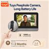REHENTINT Videocitofono WiFi Tuya SmartLife 3MP con Telecamera Spioncino, Rilevamento Movimento PIR a Batteria, Visione Notturna IR, Connessione Cablata e Monitor