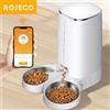 ROJECO Distributore Automatico di Cibo per Gatti, Dispenser Intelligente per Crocchette con Controllo Remoto WiFi, Accessori per Cani e Gatti