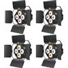 Yiflamefly 4 Pezzi 120W Luci Par COB a 4 Occhi con BarnDoor, Luci Sceniche DMX per Matrimoni, Feste, Spettacoli, KTV, Bar, Discoteche