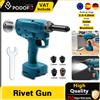 NONE Podofo 360W Pistola Rivettatrice a Batteria al Litio Brushless Completamente Automatica Portatile, Utensile per Rivettatura Senza Fili, Pinza Elettrica per Installazione Rivetti in Alluminio e Acciaio