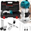 DWiusty Fresatrice per Legno 800W 30000RPM, Trimmer Elettrico per Lavorazione del Legno, Utensile da Falegnameria con Mandrino da 1/4 di Pollice + Set di 15 Punte per Fresatura