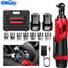 DWiusty Set di Chiavi Angolari da 3/8' con 7 Bussole, Set di Chiavi a Cricchetto Senza Fili da 200 Nm, 90 Pezzi ° con 2 batterie agli ioni di litio da 1300mAh