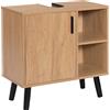 Eugad Mobile Bagno EUGAD Autoportante con Anta, 2 Ripiani Aperti, 60x30x60.5cm, Armadietto Sottolavabo, Mensola Porta Carta Igienica