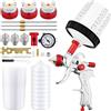 Kit Pistola a Spruzzo HVLP con Ugelli da 1.4/1.7/2.0mm, Manometro, Bicchieri Monouso, Controllo Regolabile di Aria/Modello/Flusso, 360° ° Ugello Girevole per Verniciatura Auto, Mobili, Pareti,