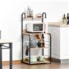 HOMCOM Mobile da Cucina Homcom - Scaffale per Microonde - Mobile Contenitore per Microonde - con Ruote - Finitura Effetto Legno Naturale, Struttura in Acciaio Nero