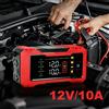 NONE Caricabatterie per Auto 12V 10A con Ampio Display, Caricabatterie a Impulsi per Riparazione di Batterie al Piombo-Acido per Auto, Moto e Camion, Caricabatterie Intelligente 12V