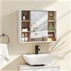 HOMCOM Mobile da Bagno Homcom, Specchio da Bagno con Vano Portaoggetti, Mobile con Ante e 6 Scomparti Aperti, Arredo Bagno con Specchio, 60 X 14,5 X 49,4 Cm, Bianco
