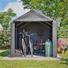 NONE Casetta da Giardino, Capanno da Giardino Esterno Impermeabile, Ripostiglio Moto con Ganci, Garage per Bici e Attrezzi, Ripostiglio Bici, Stoccaggio e Organizzazione, Argento, 160x220x165 cm, Grigio