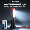 NONE Lampada da Lavoro LED COB 3W Portatile con Magnete, Torcia Rotante con Gancio, Lampada per Ispezione IP44 Impermeabile, Torcia Manuale per Riparazione Auto, Garage, Campeggio (Batterie Non Incluse)