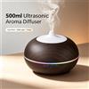 NONE Diffusore di oli essenziali a ultrasuoni da 500 ml, umidificatore aromaterapico con finitura effetto legno e luce LED RGB a 7 colori, diffusore di nebbia con timer per la casa, la camera da letto e