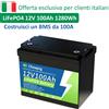 NONE Magazzino Italia Batteria al Litio LiFePO4 12V 24V 100Ah con BMS 100A, 1280Wh 2560Wh Sistema Solare per Energia Domestica