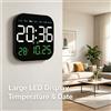 Orologio da parete digitale a LED con telecomando, doppia alimentazione, indicatore di temperatura, calendario italiano e 2 modalità di allarme.