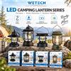 NONE Lanterna da campeggio a LED in stile retrò WETECH, lampada da esterno resistente all'acqua (IP44), ideale per tende, con gancio integrato, alimentazione a batteria e ricarica tramite USB-C, luce a