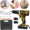 NONE Trapano a Percussione Cordless 3-in-1 da 21V, Cacciavite Elettrico a 2 Velocità con 25+3 Livelli di Coppia, Luce di Lavoro a LED, 2 Batterie Ricaricabili, Kit Completo di Punte e Bussole, Utensile