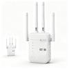 NONE Ripetitore WiFi 300Mbps con 4 Antenne, Estensore di Portata WiFi Wireless, Configurazione WPS con un Solo Tasto, Amplificatore di Segnale WiFi con 2 Porte LAN, AC100-240V, Amplificatore di Rete