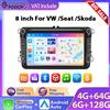 Podofo Autoradio 8" 2 Din 6+128G/4+64G CarPlay Lettore Multimediale per Auto Compatibile con Seat Altea/Toledo/Leon+VW Golf/Passta/Jatta/Bora/Scirocco+Skoda Fabia/Yeti/Roomster/Praktic Supporto GPS