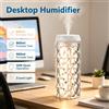 NONE Umidificatore Ultrasonico con Texture a Diamante di Cristallo, 900 ml, USB, 10W, 3 Livelli di Luce Notturna Calda, Nebulizzatore Silenzioso, Autonomia 6‑10 Ore, per Camera da Letto, Scrivania,