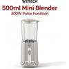 NONE Mini frullatore da 500 ml, 300 W, mixer elettrico per alimenti con funzione pulsante, base antiscivolo, frullatore multifunzionale per succhi e frullati di frutta, ideale per la cucina domestica,
