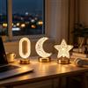 NONE Lampada da notte LED con texture cristallina e ricarica USB‑C, 3 forme (ovale, luna, stella), 3 modalità di luce a colori, 3W 400mAh, luce decorativa da comodino per camera da letto, scrivania, regalo