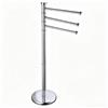 BM Piantana Portasciugamani da Terra in Metallo Cromato con 3 Bracci Girevoli - Accessorio Bagno Elegante, Stabile e Facile da Montare (ARGENTO)