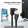 NONE Cavo HDMI ad angolo retto 90 gradi 1,5/3/5 m, cavo HDMI maschio-maschio 4K, cavo HDMI ad angolo retto, supporta 4K@30Hz, video e audio HD per TV, monitor, proiettore