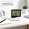 Termometro e igrometro digitale con display LCD, sveglia e funzione di monitoraggio della temperatura e dell'umidità ambientale, con registrazione dei valori massimi e minimi.