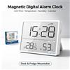 NONE Sveglia digitale magnetica con ampio schermo LCD, indicazione di temperatura, umidità e calendario, orologio da scrivania o da frigorifero, termometro e igrometro per la casa, la camera da letto e gli