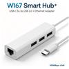 NONE Hub USB-C con 3 porte USB 2.0, adattatore Ethernet 100 Mbps, adattatore di rete LAN RJ45, splitter USB per laptop, PC e accessori per computer.