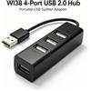 NONE Hub USB 2.0 con 4 porte, splitter USB portatile, adattatore espansore USB multiporta ad alta velocità, 480 Mbps, per laptop, PC e computer.