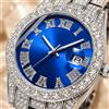NONE Un orologio da uomo, con movimento al quarzo, calendario e quadrante a tema cielo stellato, in argento e blu, adatto a un abbigliamento casual elegante, con cinturino in acciaio.