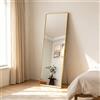 Anajqaqia Specchio a Figura Intera Rettangolare 162 x 53 cm, Specchio da Terra, da Posizionare o Appendere, Cornice in Lega di Alluminio, Vetro Temperato, per Soggiorno, Oro