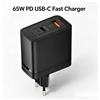 NONE Caricatore da parete USB-C da 65 W con tecnologia PD, caricatore rapido a 2 porte, USB A + Type-C, adattatore con spina europea per laptop, iPhone, Samsung, Xiaomi e smartphone.