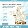 NONE Lampada da notte a LED con texture cristallina, ricaricabile tramite USB-C, a forma di stella, luna e ovale, con 3 modalità di illuminazione a colori, 3W, 400mAh, lampada decorativa da comodino per