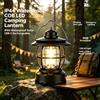 NONE Lanterna da campeggio a LED COB, impermeabile IP44, ricaricabile tramite USB-C, con pannello solare, design vintage, lampada da tenda da appendere, colore nero e verde militare, ideale per campeggio,