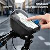 NONE Borsa impermeabile da fissare al manubrio della bicicletta, con supporto per telefono fino a 7 pollici, schermo touchscreen antiriflesso e tasca frontale per riporre oggetti, dotata di foro per le