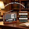 NONE Radio portatile retrò con Bluetooth, ricaricabile, AM FM SW, con orologio, torcia, supporto MicroSD e lettore audio USB, per uso domestico e all'aperto