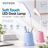 NONE Lampada da scrivania a LED WETECH con finitura morbida al tatto, ricaricabile, con 14 LED e 300 lumen, ideale per la lettura, dotata di base con portapenne integrato, braccio flessibile a collo d'oca,