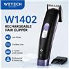 Tagliacapelli Ricaricabile Professionale WETECH W1402, Set per Barbiere, Trimmer Cordless a Basso Rumore per Uomini e Bambini, Uso Domestico, Pettini da 3-12mm
