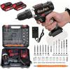 NONE Kit Trapano a Percussione Cordless 3-in-1 21V, Cacciavite Elettrico a 2 Velocità, 25+3 Impostazioni di Coppia, Mandrino in Acciaio da 0,8‑10 mm, Luce di Lavoro LED, 2 Batterie Ricaricabili, Accessori