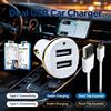 NONE Set di caricabatterie da auto con doppia porta USB e cavo di tipo C, adattatore da auto con ricarica rapida da 2,4 A e cavo USB-C da 100 cm, ideale per l'uso in viaggio con telefoni cellulari.