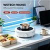 NONE WETECH W6103 Piano Cottura a Induzione Portatile Mini 800W, Pannello in Cristallo 140mm, Max 650W ℃ Riscaldatore a Induzione Elettrico Compatto a Temperatura Regolabile per Caffettiera Moka, Cucina,